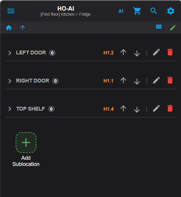 Fridge Sublocations