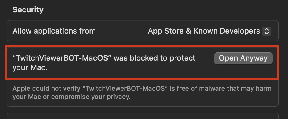Enable macOS application