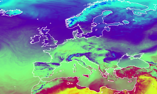 Example temperature map showing the covered area