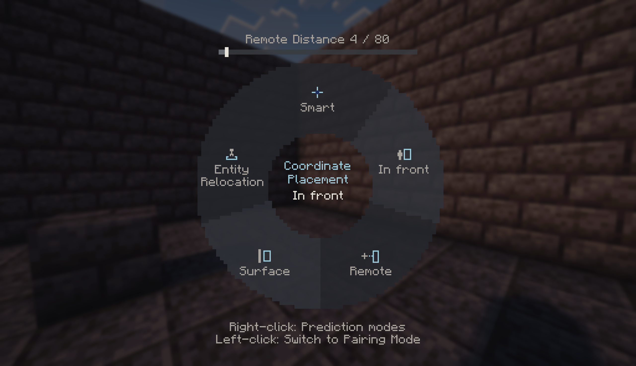 Portal Gun mode radial with placement modes and Remote distance control