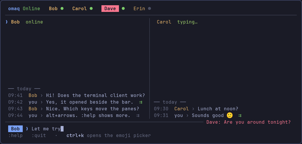 omaq-connect with two chats side by side