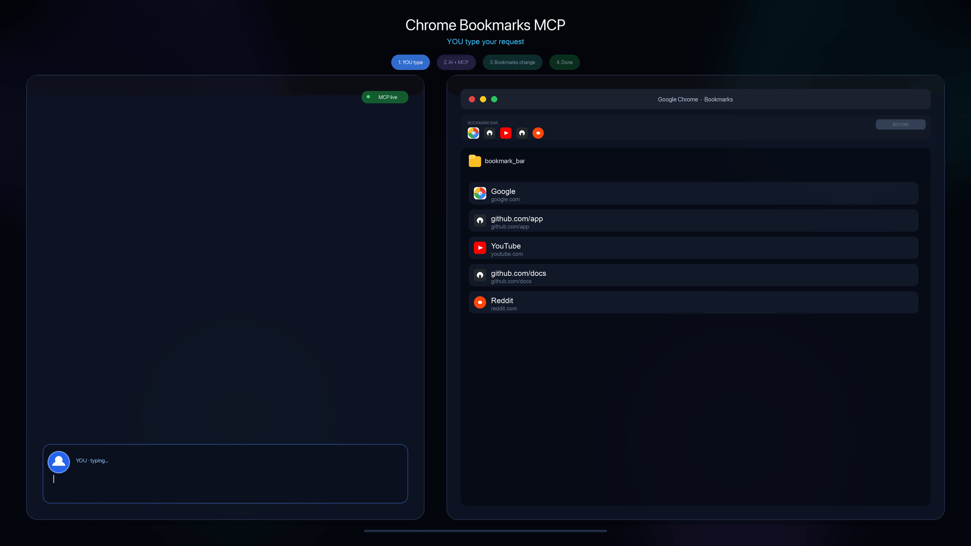 Chrome Bookmarks MCP demo