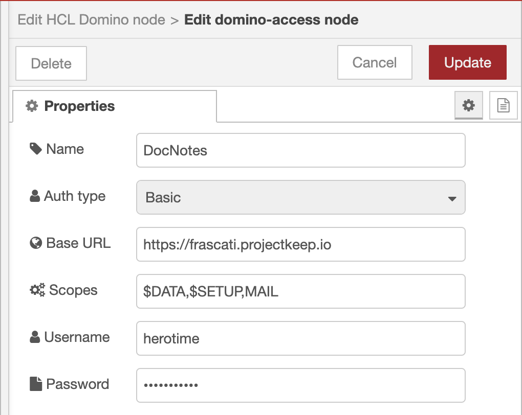 Domino Credential Node