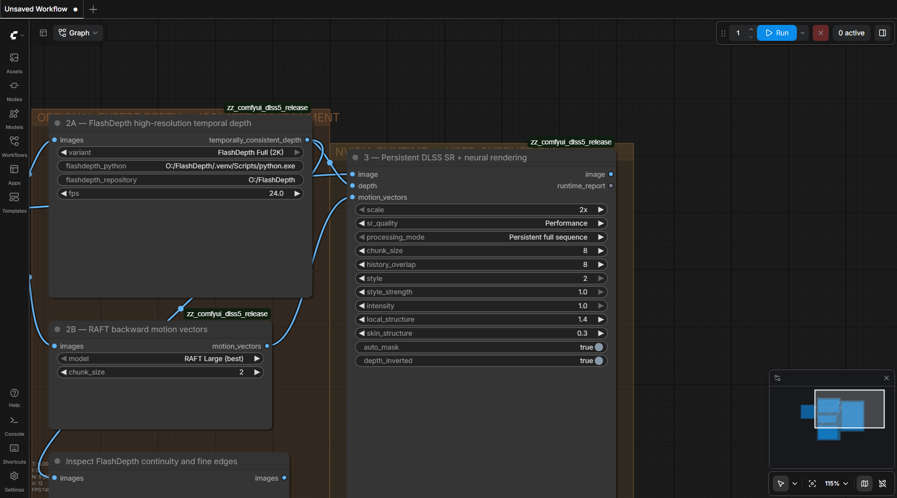 Detailed optional FlashDepth node in ComfyUI