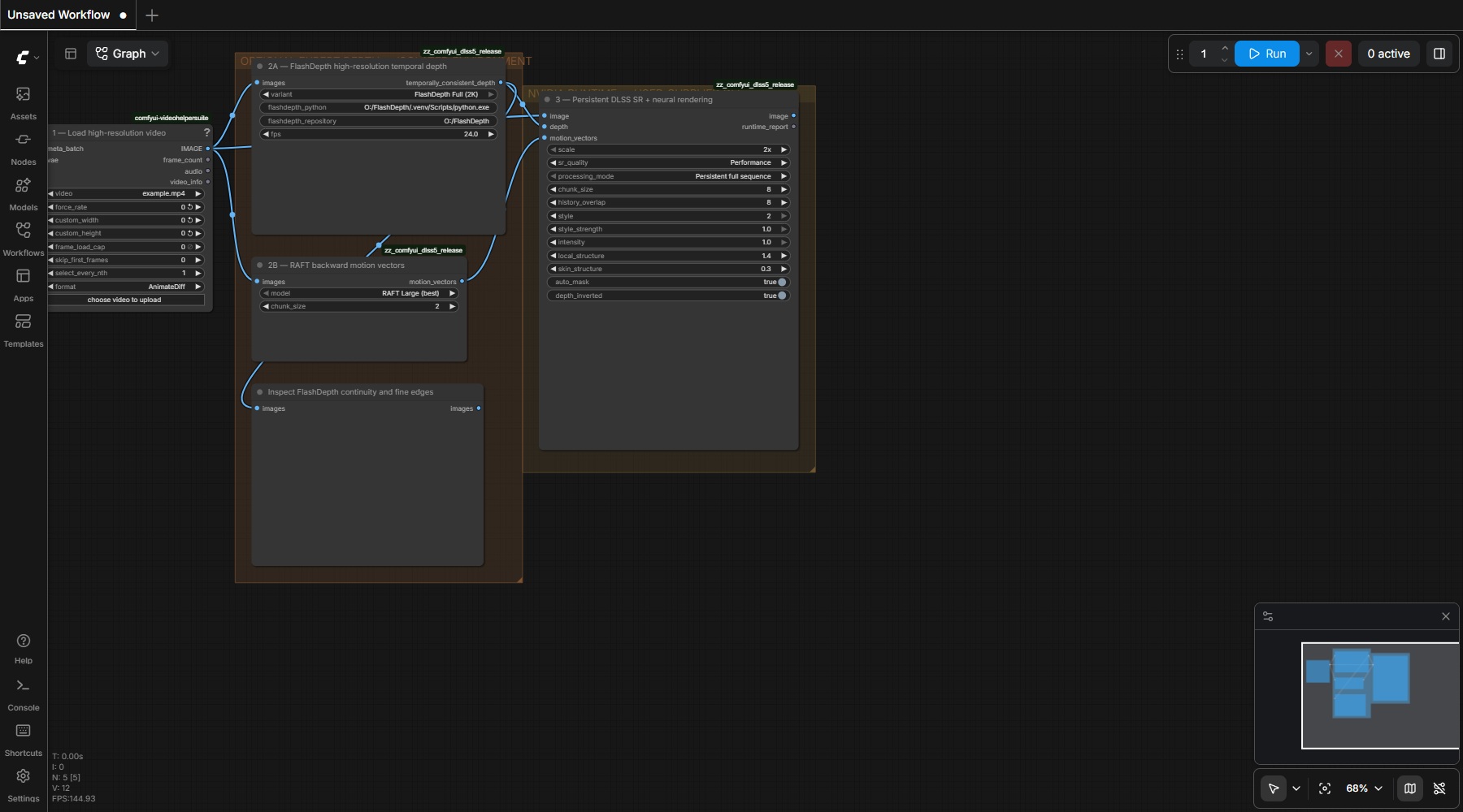 Complete optional FlashDepth workflow in ComfyUI