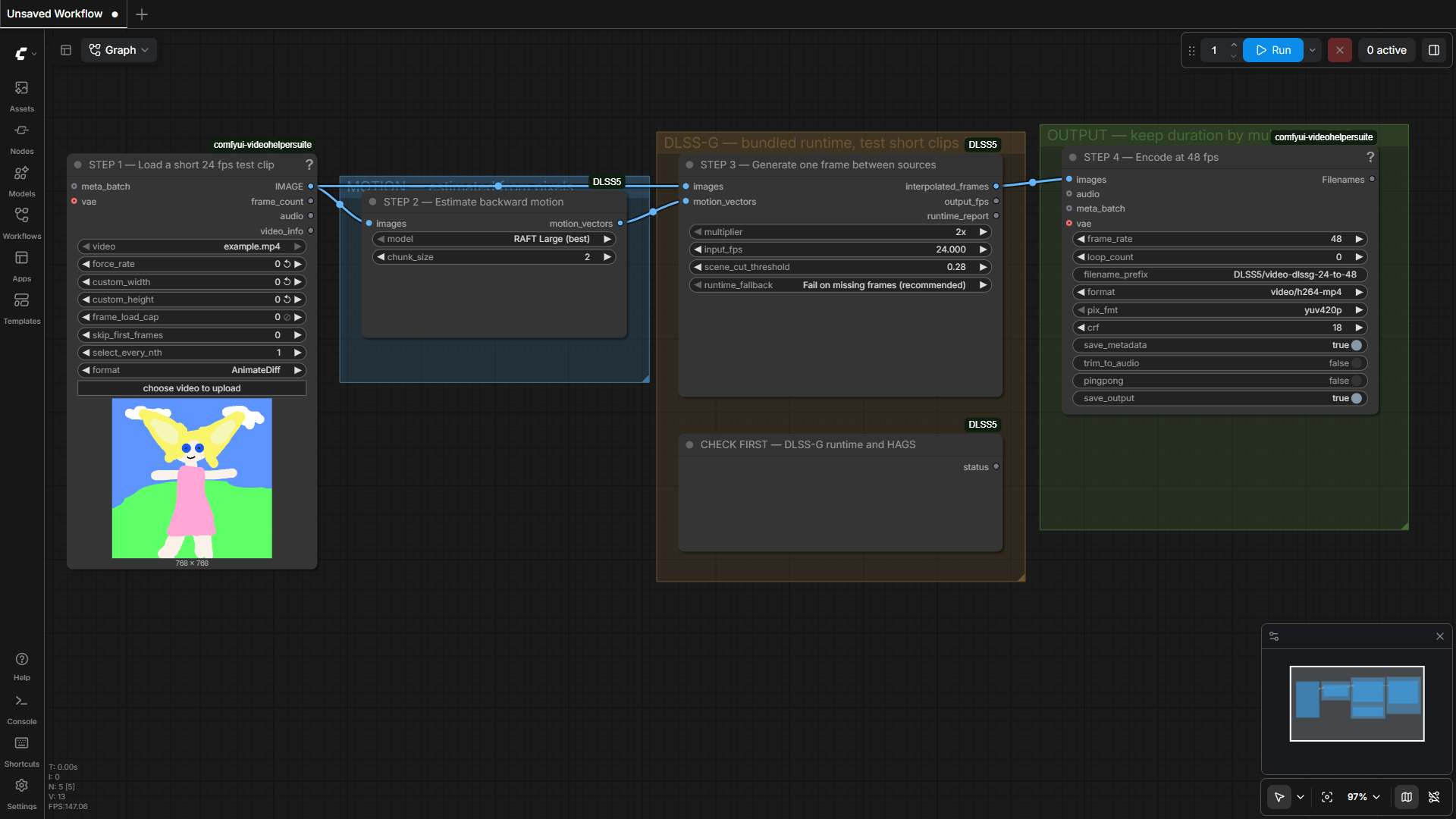 DLSS Frame Generation workflow in ComfyUI