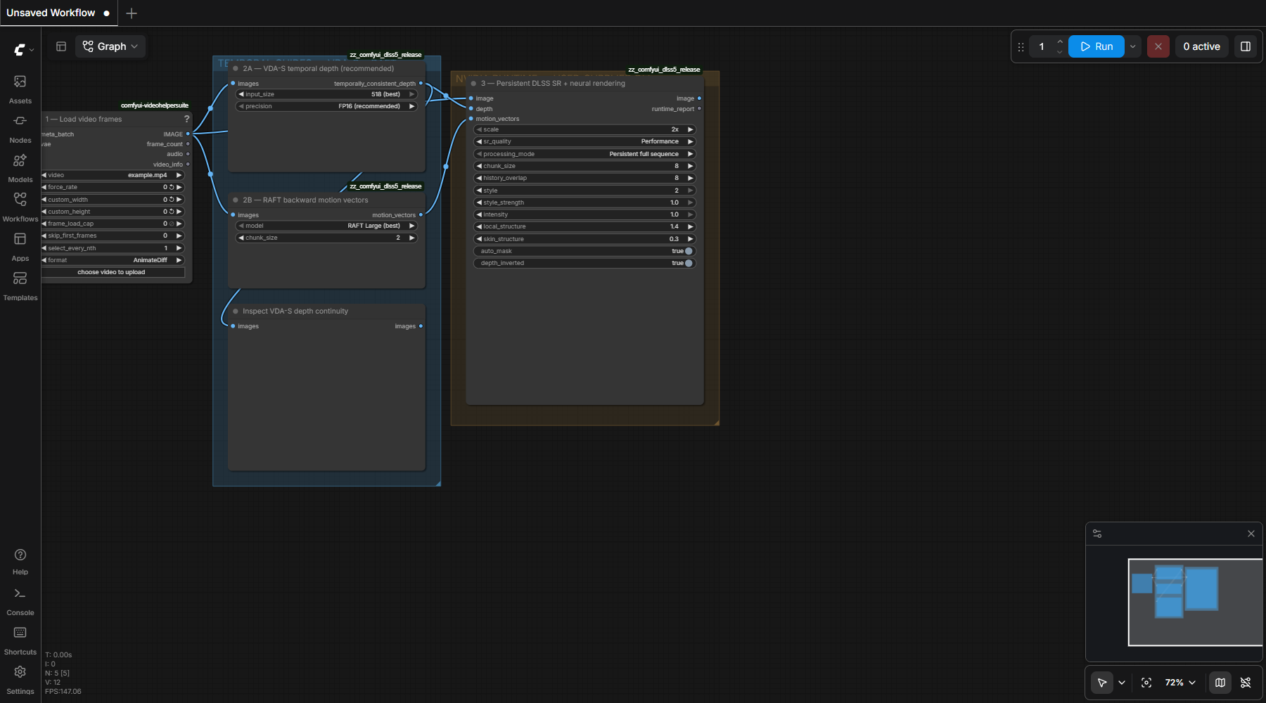 Complete VDA-S temporal-depth workflow in ComfyUI