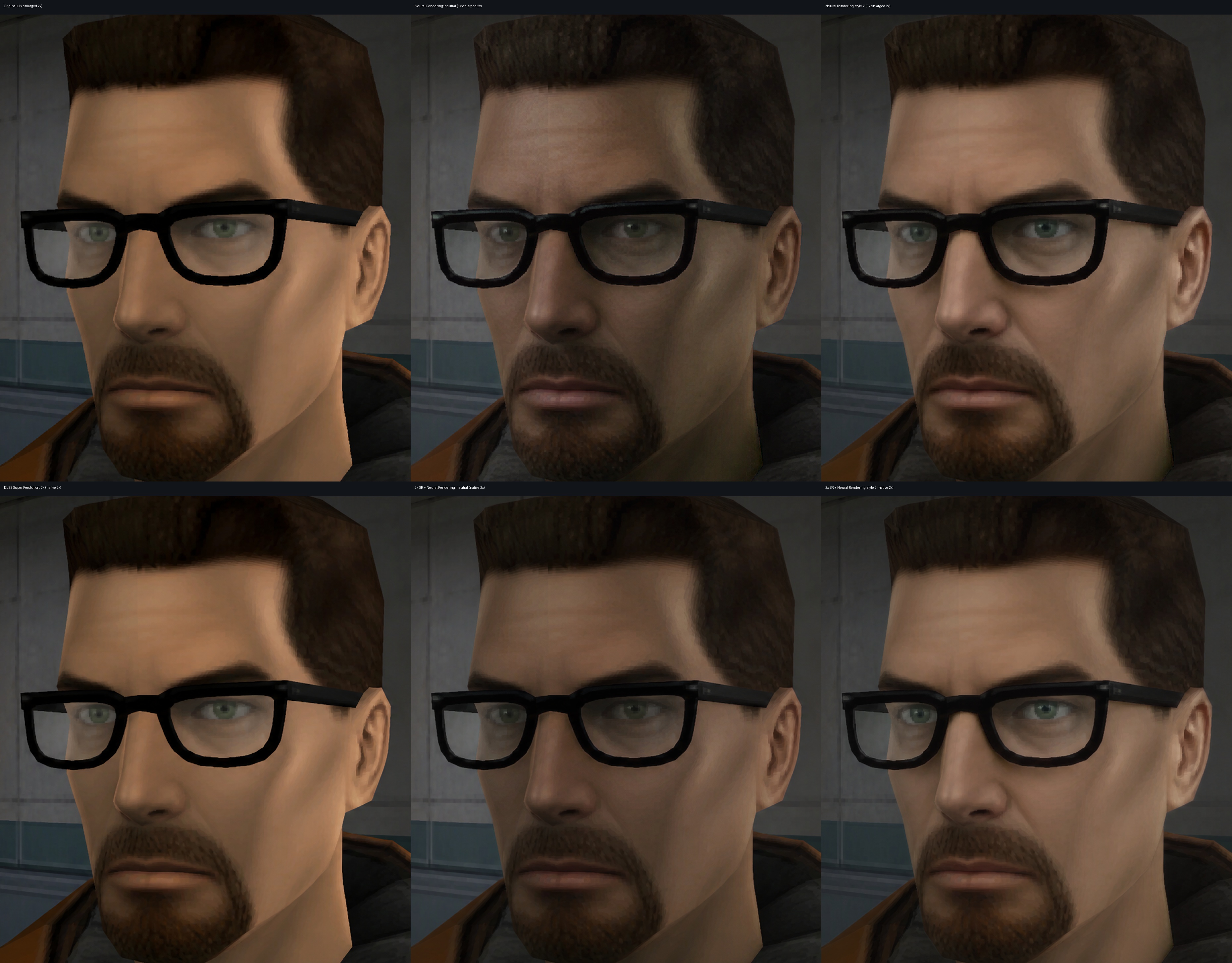Gordon Freeman face comparison with display-matched crops