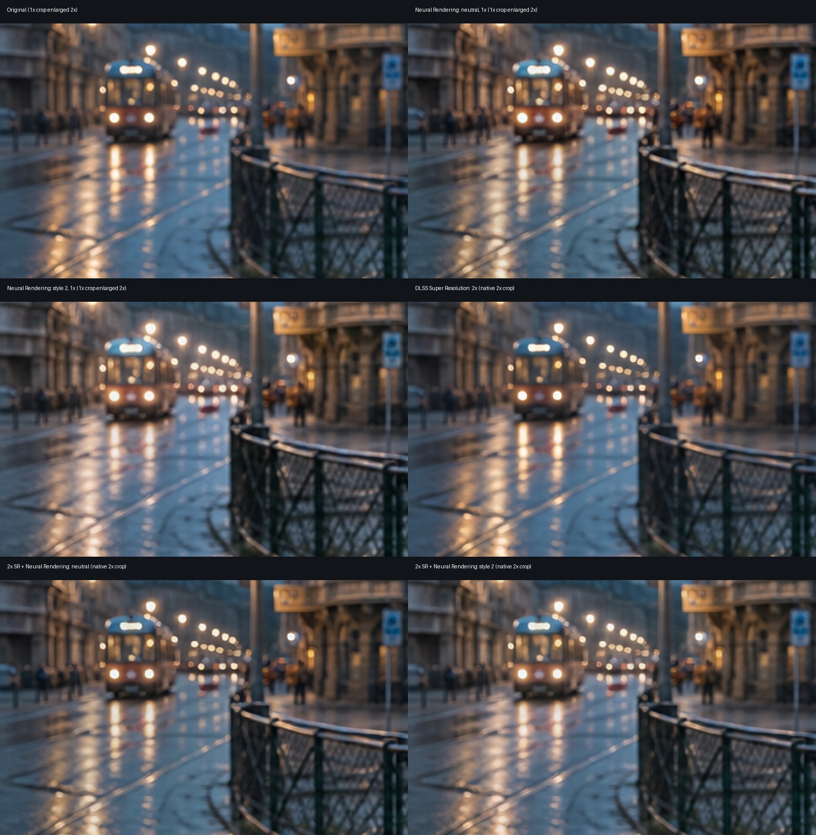 Rainy city center crops at display-matched scale