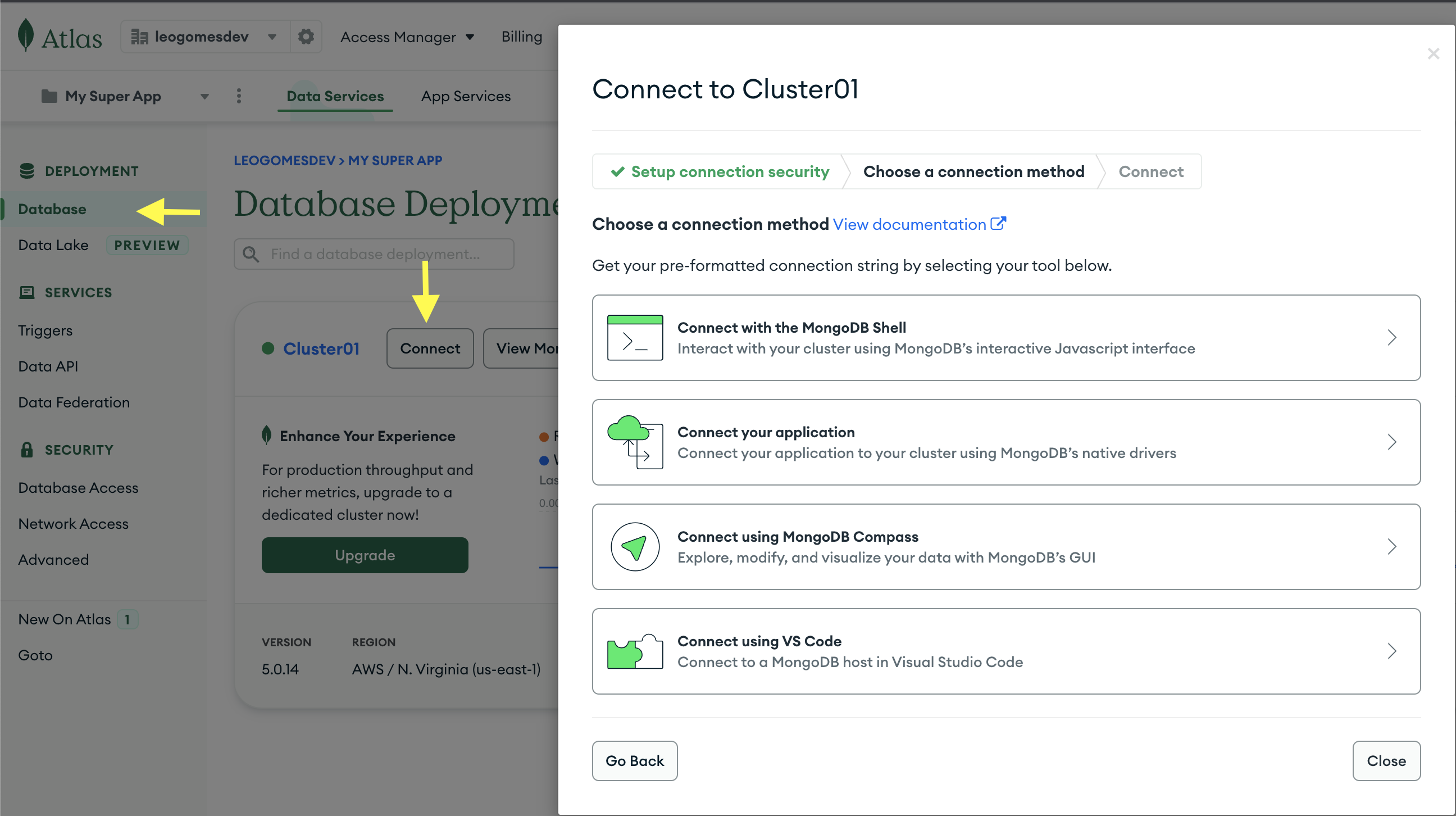 Instructions to connect with your cluster