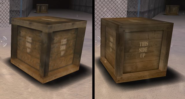Screenshot showing high-res texture example of a crate texture