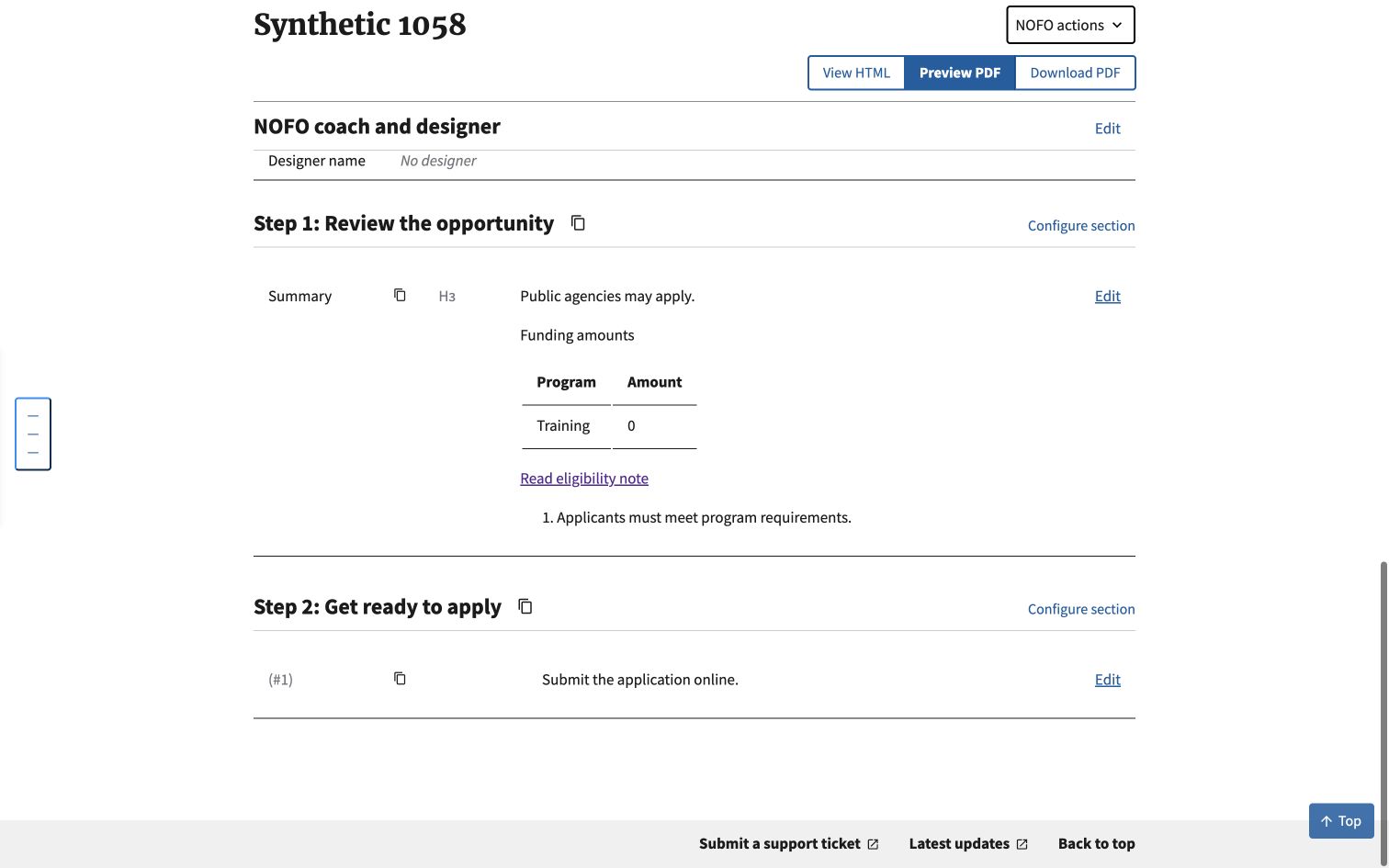 Synthetic import with preserved headings, captioned table and list