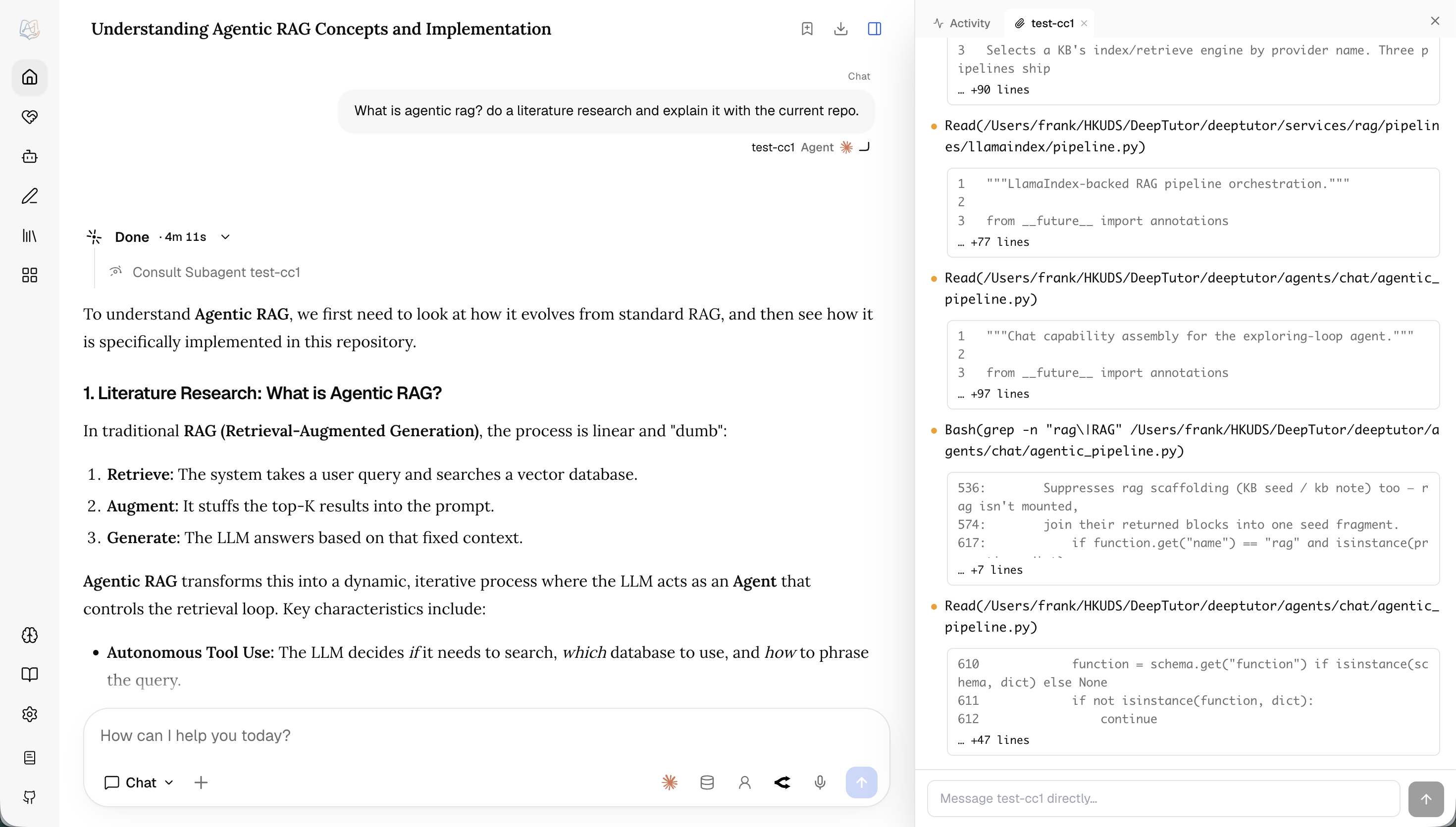 Consulting a Claude Code subagent live