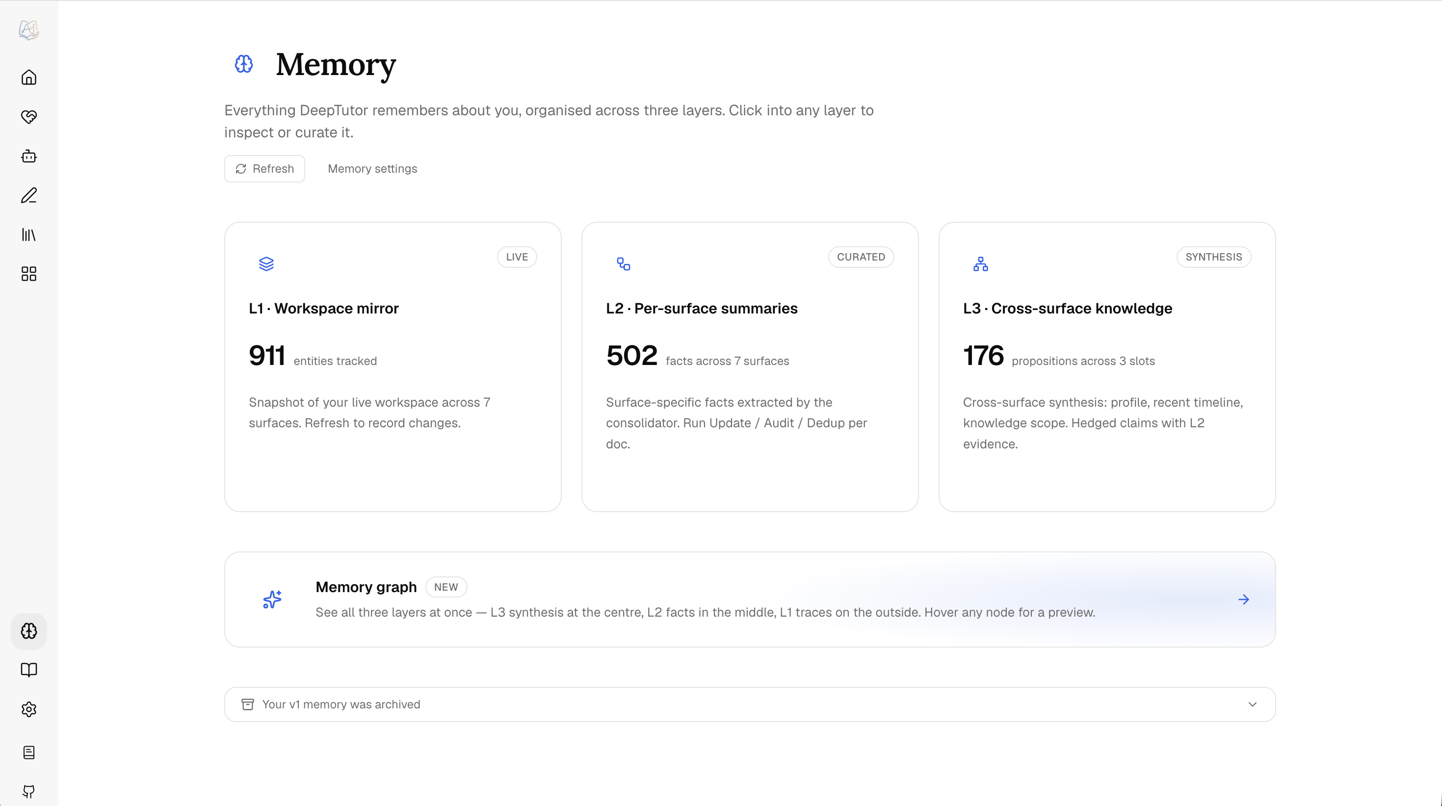 DeepTutor memory overview