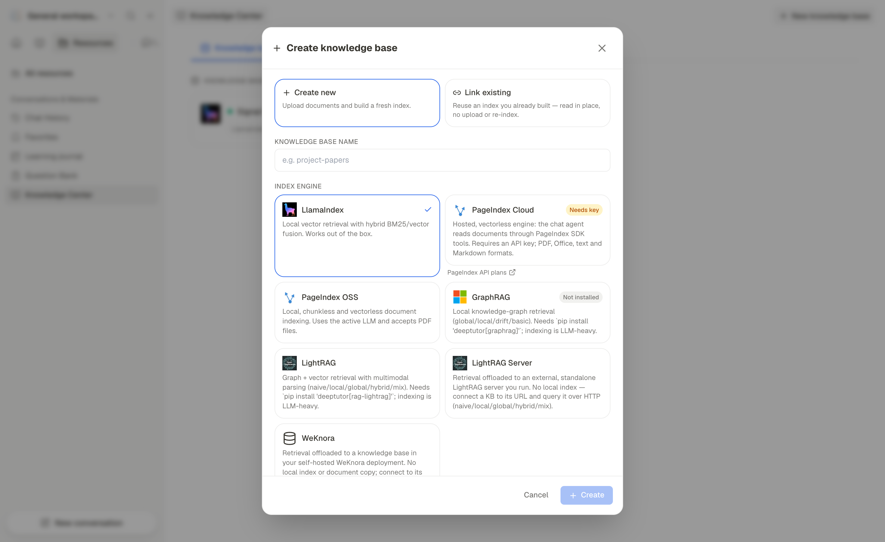 Create a knowledge base