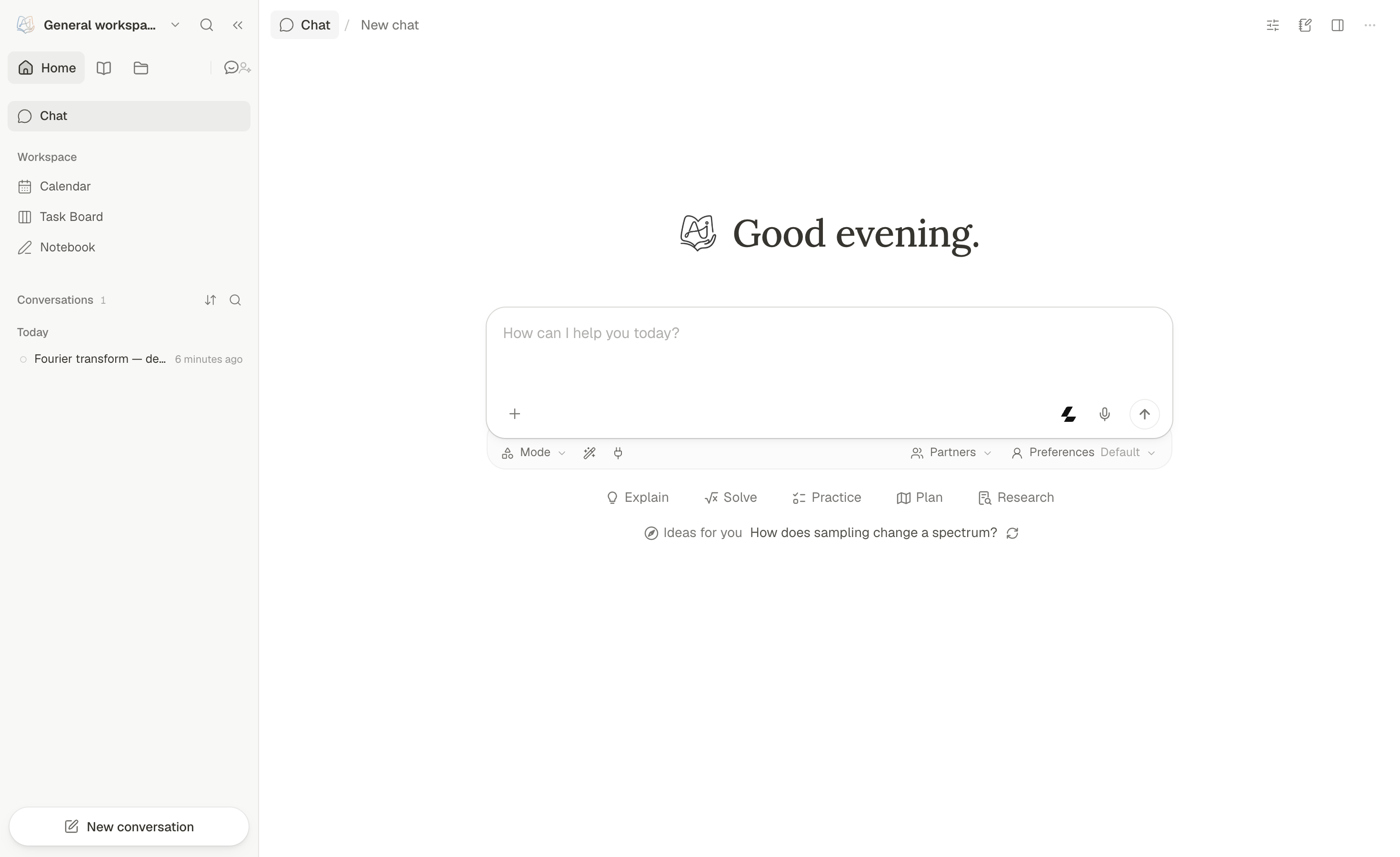 DeepTutor Home and workspace navigation