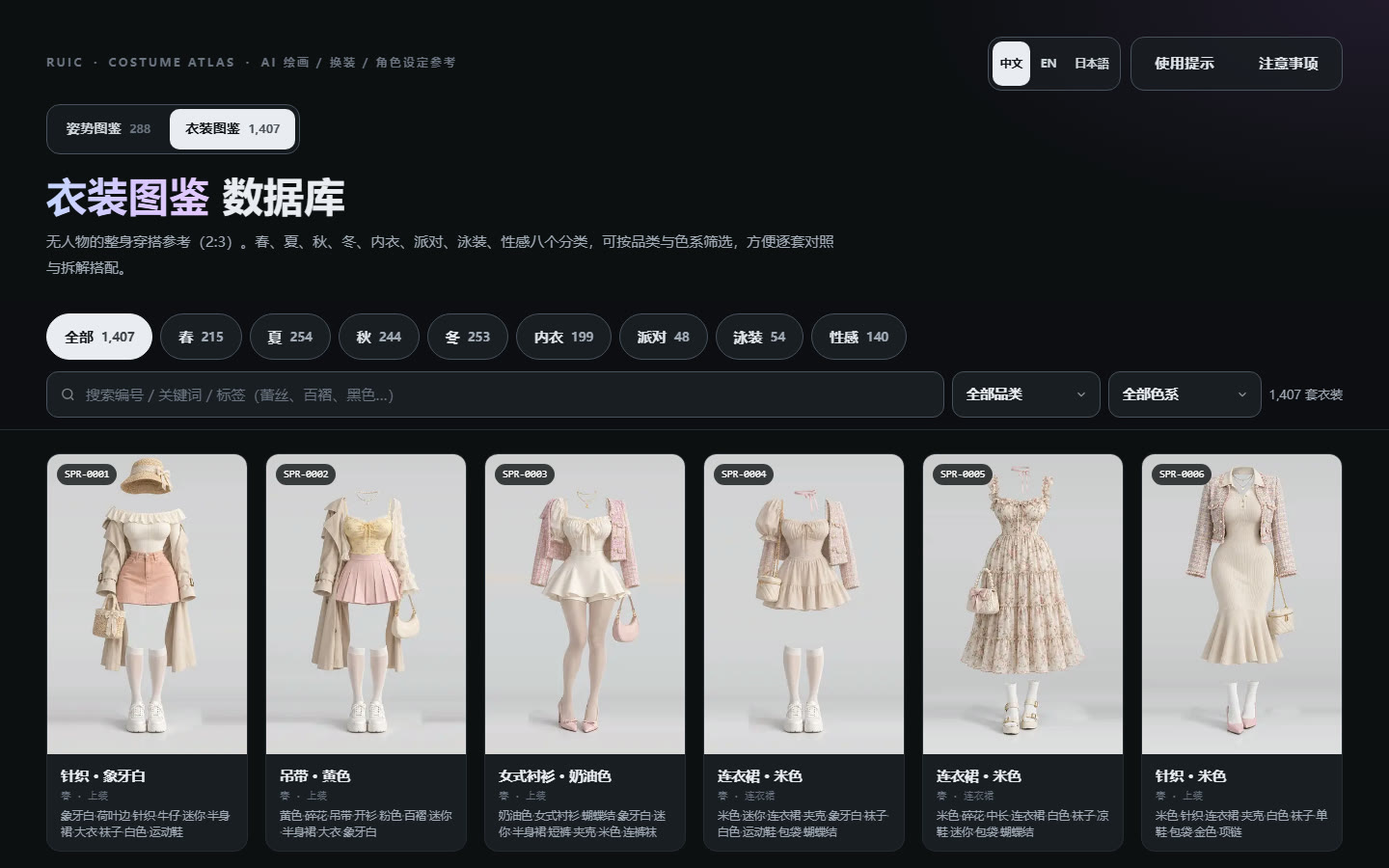 衣装图鉴网格