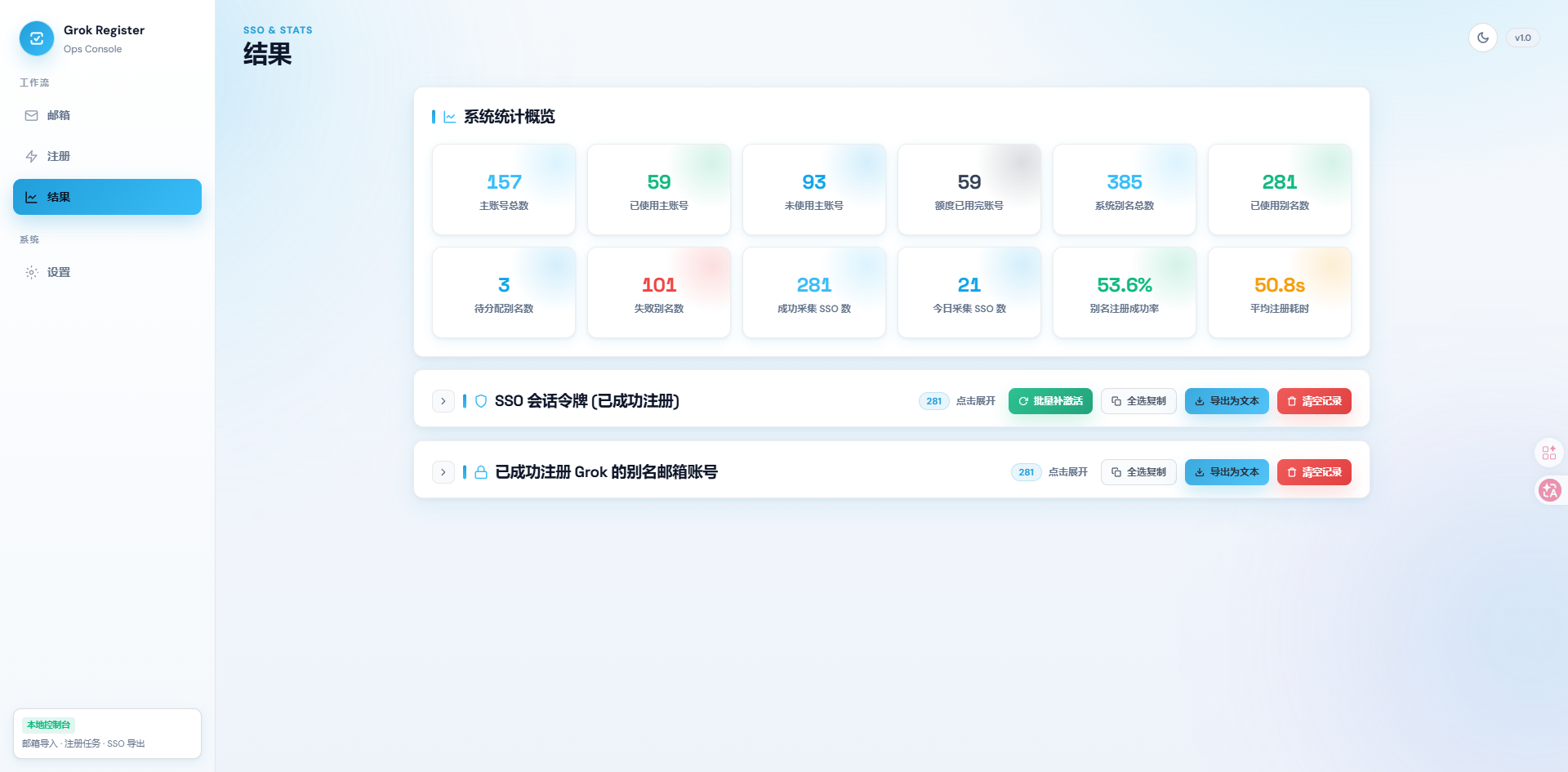 结果管理 · 系统统计概览