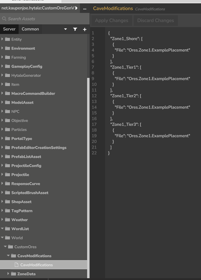 Asset Editor - Cave Modifications