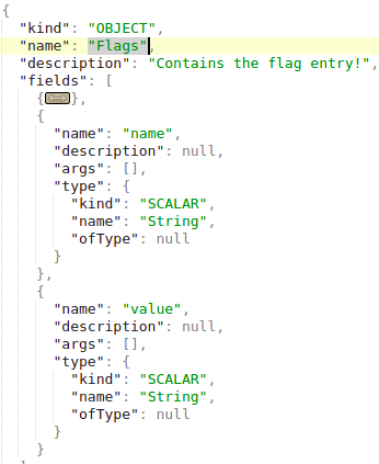Introspection - Querying: Note that the type of the query " flags " is " Flags ", and this object is defined as below