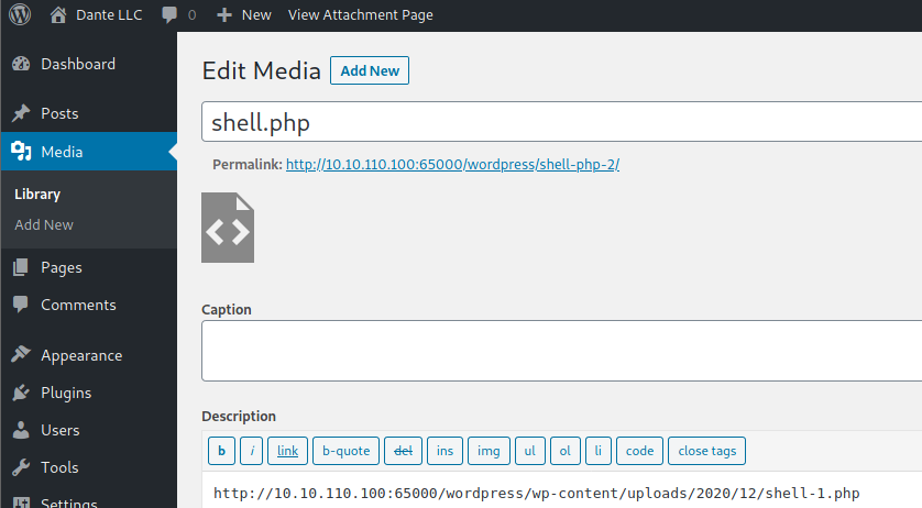 Plugin RCE - PHP plugin: Access it and you will see the URL to execute the reverse shell