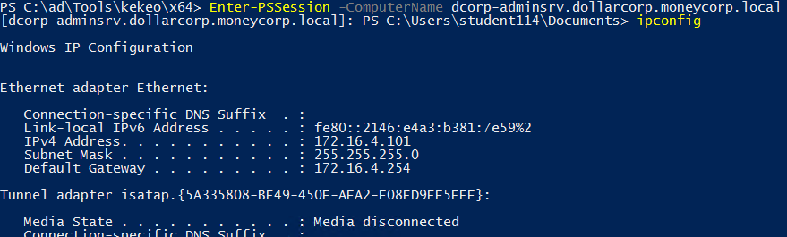 Save session in var - Background current PS session: Exit-PSSession This will leave it in background if it's inside an env var (New-PSSession...)