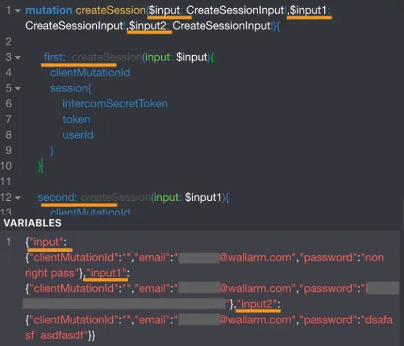 Directive Overloading - Batching brute-force in 1 API request: Below you can find the simplest demonstration of an application authentication request, with 3 different email/passwords...
