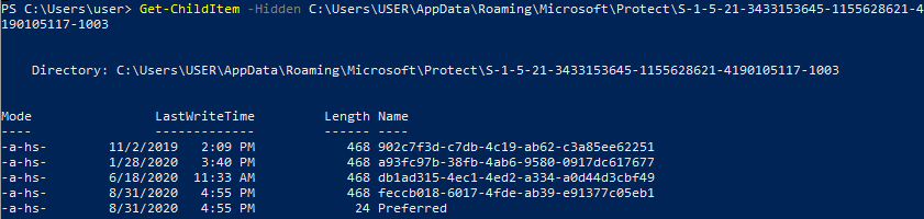 What is DPAPI - Users key generation: This is what a bunch of Master Keys of a user will looks like