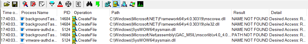 Common Techniques - Finding missing Dlls: and just show the File System Activity