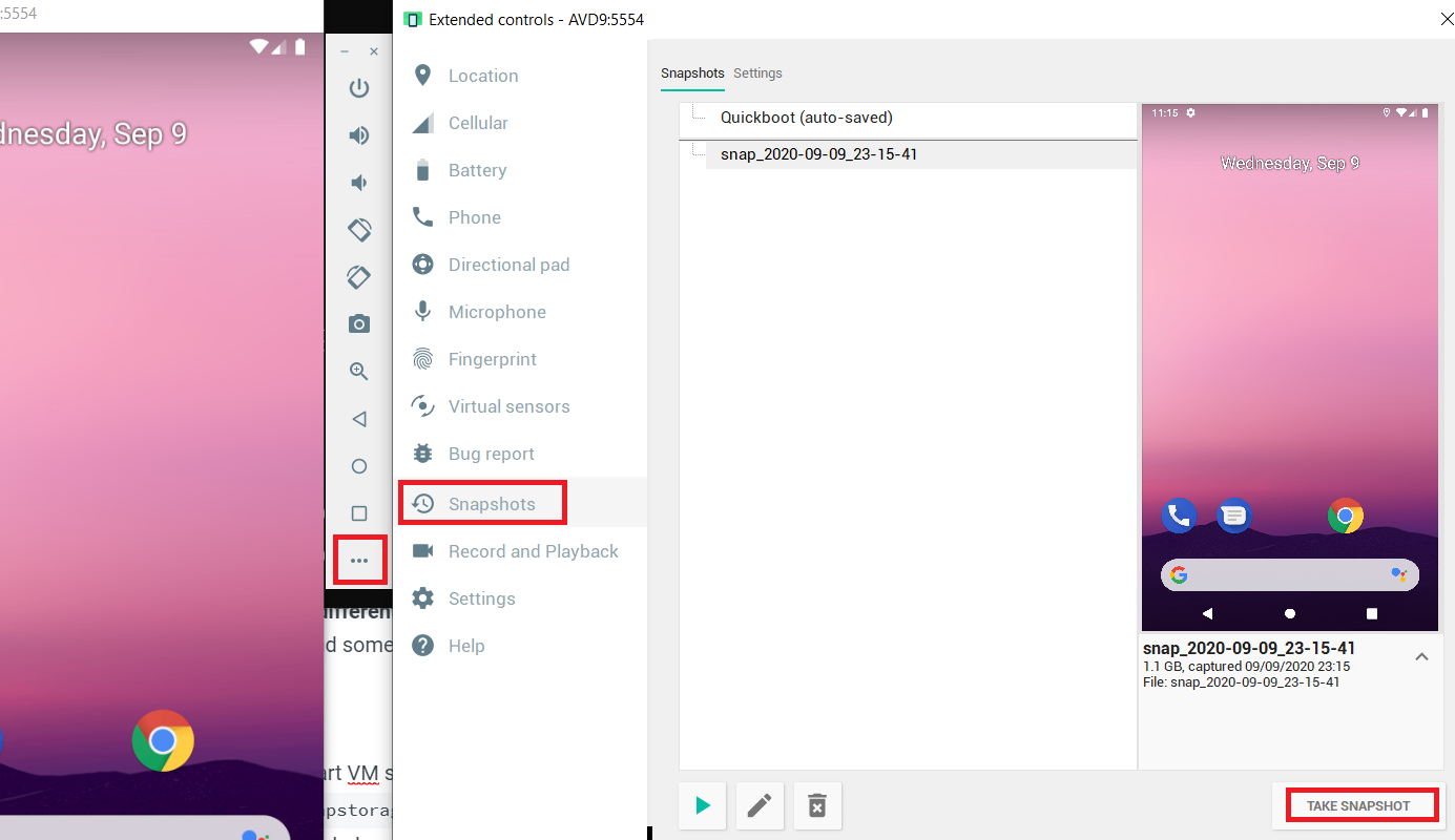 Nice AVD Options - Take a Snapshot: You can use the GUI to take a snapshot of the VM at any time