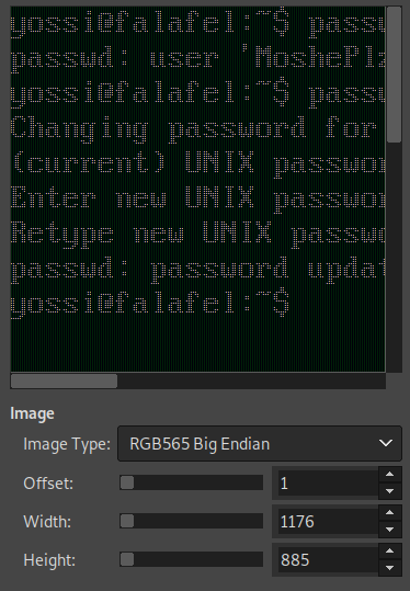 Disk Group - Video Group: Then modify the Width and Height to the ones used on the screen and check different Image Types (and select the one that shows better the screen)