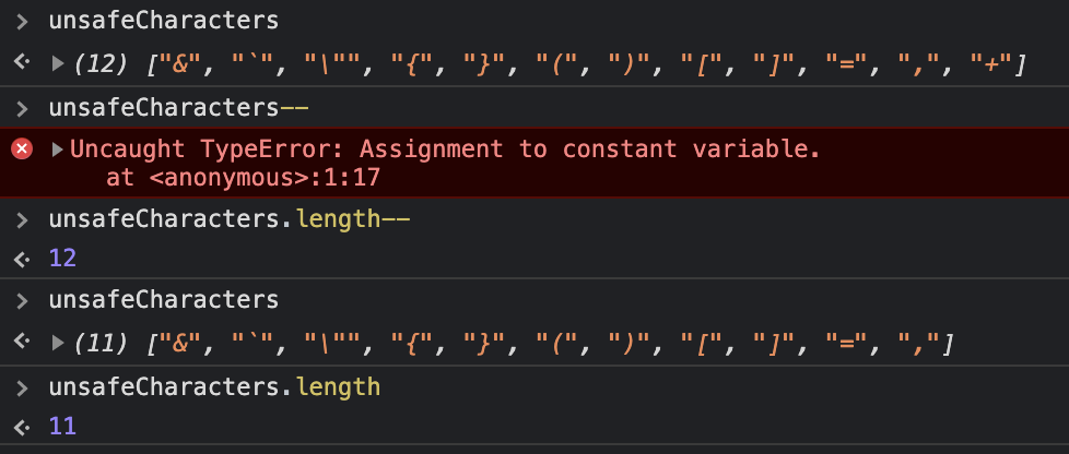 Decrement assignment replacing an existing JavaScript value