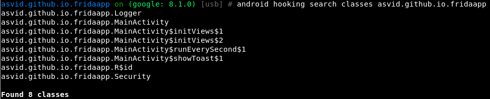 Getting current activity - Search Classes: android hooking search classes asvid.github.io.fridaapp
