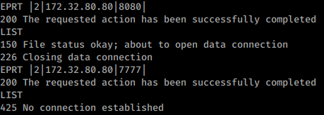 FTP Bounce - Scanning - Manual: Same example using EPRT (authentication omitted in the image)