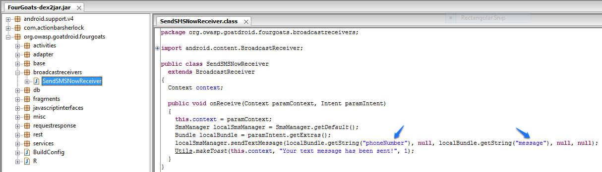 Broadcast Interactions - Send a message: In this example abusing the FourGoats apk Content Provider you can send an arbitrary SMS any non-premium destination without asking the user for...