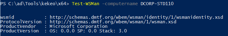 Initiating a WinRM Session - Test if configured: The response should contain information about the protocol version and wsmid, signifying that WinRM is set up correctly