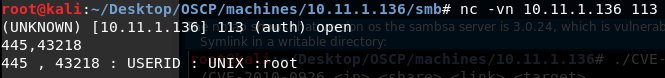 Enumeration - Manual - Get user/Identify the service: If a machine is running the service ident and samba (445) and you are connected to samba using the port 43218. You can get which...