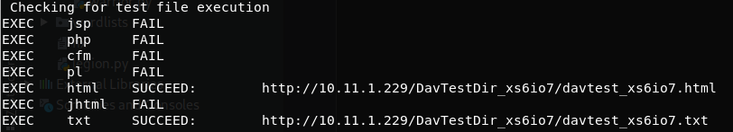 WebDav - DavTest: davtest (-auth user:password) -sendbd auto -url http:// Try to upload every extension