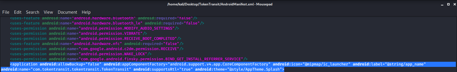 Android manifest before adding the network security configuration