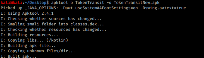 Rebuilding the patched APK with apktool