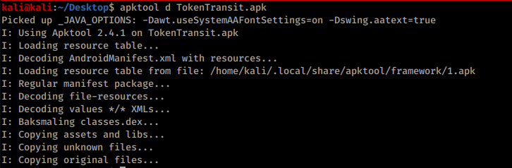 Decompiling an APK with apktool