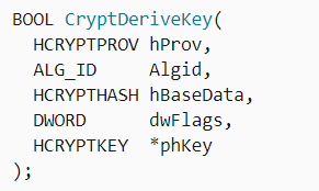 Windows crypto/compression APIs - CryptDeriveKey / CryptCreateHash: If these are used, the second parameter is an ALG ID
