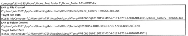 Shellbags - Use of Windows USBs: Note that some LNK file instead of pointing to the original path, points to the WPDNSE folder