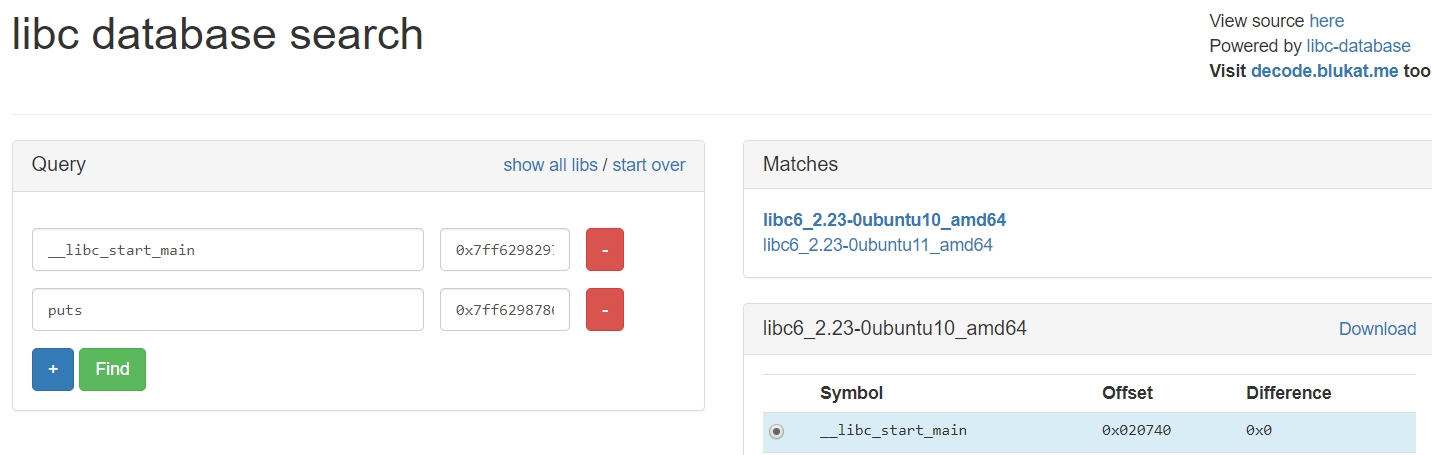 3- Finding libc library - 3.1- Searching for libc version (1): It will also allow you to download the discovered version of libc