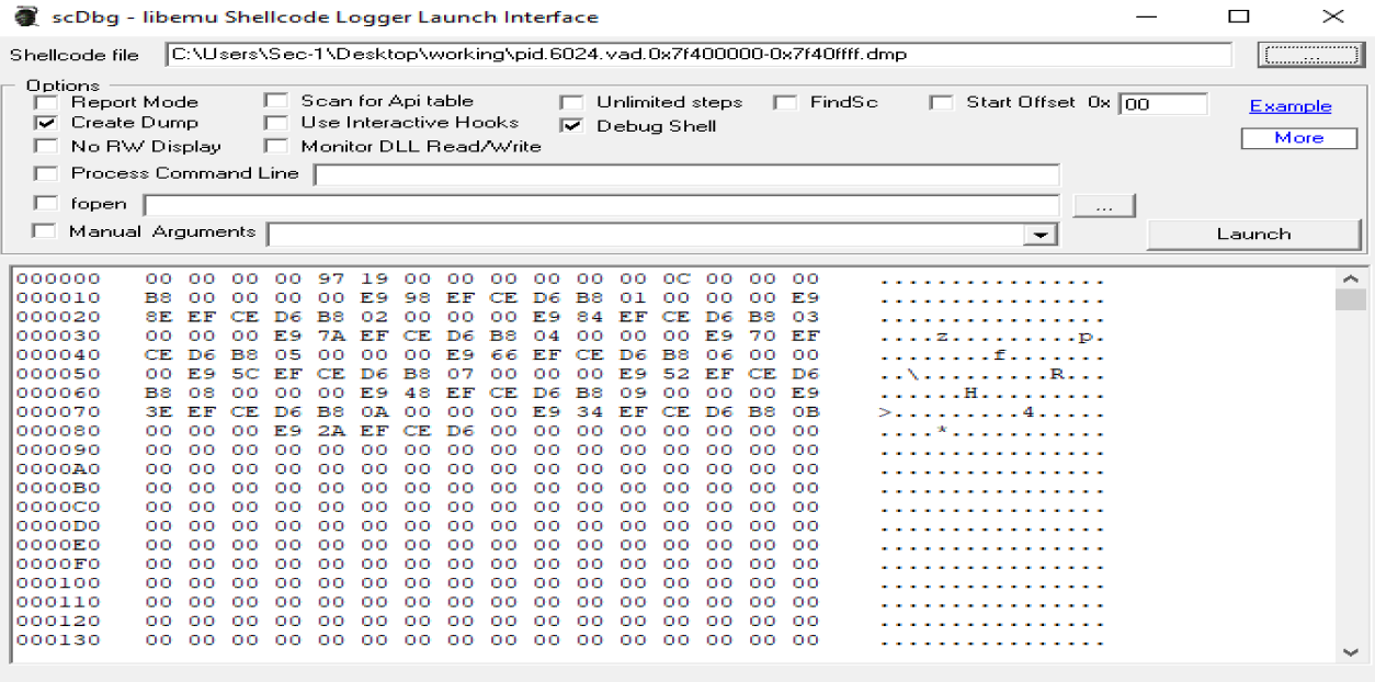 Debugging shellcode using Cutter - Deobfuscating shellcode and getting executed functions: scDbg also counts with a graphical launcher where you can select the options you want and...