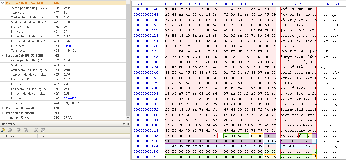 Partitions - MBR (master Boot Record): From the bytes 440 to the 443 of the MBR you can find the Windows Disk Signature (if Windows is used). The logical drive letter of the hard disk...
