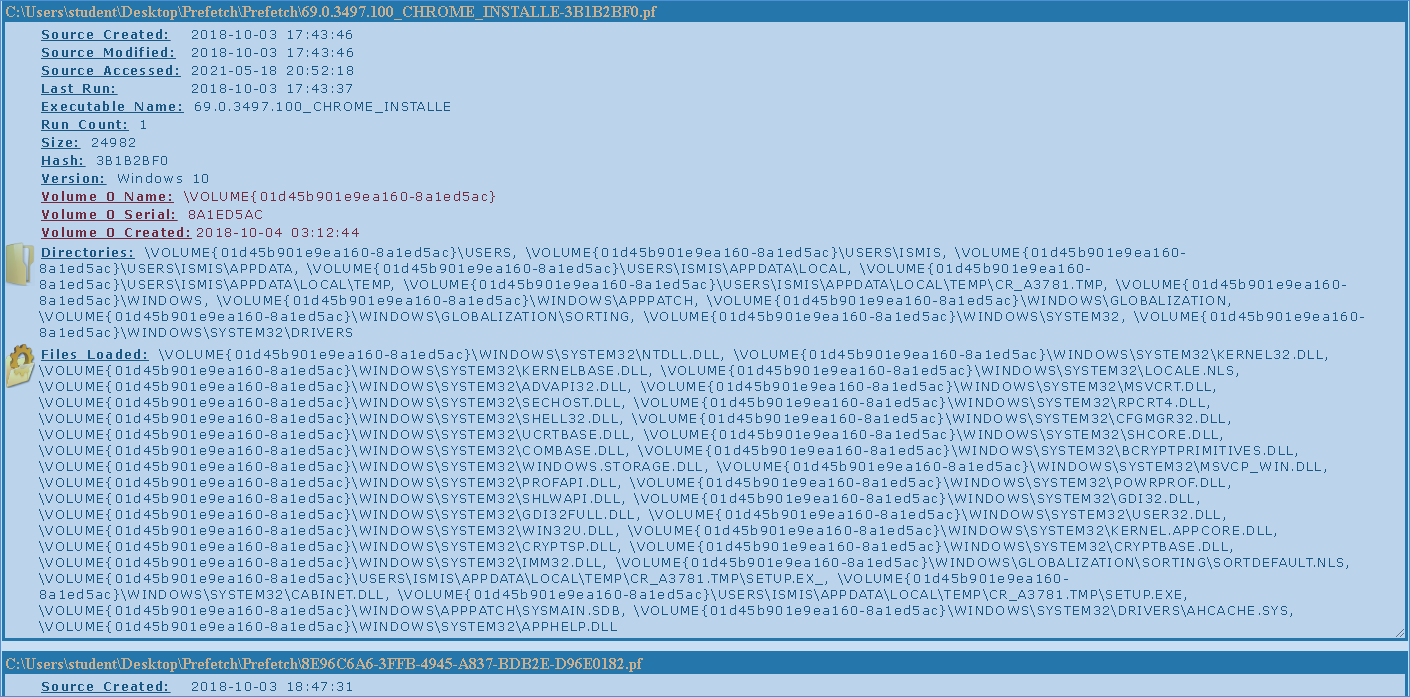 BAM (Background Activity Moderator) - Windows Prefetch: PECmd.exe -d C: Users student Desktop Prefetch --html "C: Users student Desktop out folder"